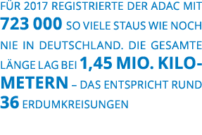 F r 2017 registrierte der ADAC mit 723 000 so viele Staus wie noch nie in Deutschland  Die gesamte L nge lag bei 1 45   