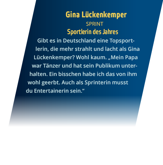 Gina L ckenkemper Sprint Sportlerin des Jahres Gibt es in Deutschland eine Topsportlerin  die mehr strahlt und lacht    