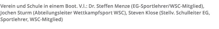 Verein und Schule in einem Boot  V l   Dr  Steffen Menze  EG-Sportlehrer WSC-Mitglied   Jochen Sturm  Abteilungsleite   