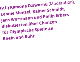(v l ) Ramona Dziwornu (Moderation), Leonie Menzel, Rainer Schmidt, Jens Wortmann und Philip Erbers diskutierten  ber   
