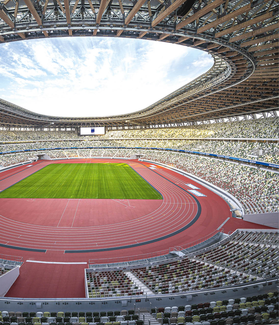 Tokio, Japan: Olympische Spiele 2020 - National Stadium - Olympiastadion  Innenansicht National Stadium ohne Zuschauer   Verwendung weltweit