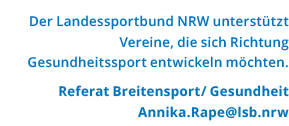 Der Landessportbund NRW unterst tzt Vereine, die sich Richtung Gesundheitssport entwickeln m chten  Referat Breitensp   