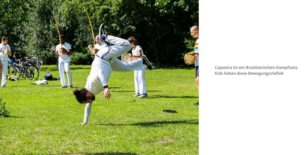 Capoeira ist ein Brasilianischen Kampftanz  Kids lieben diese Bewegungsvielfal