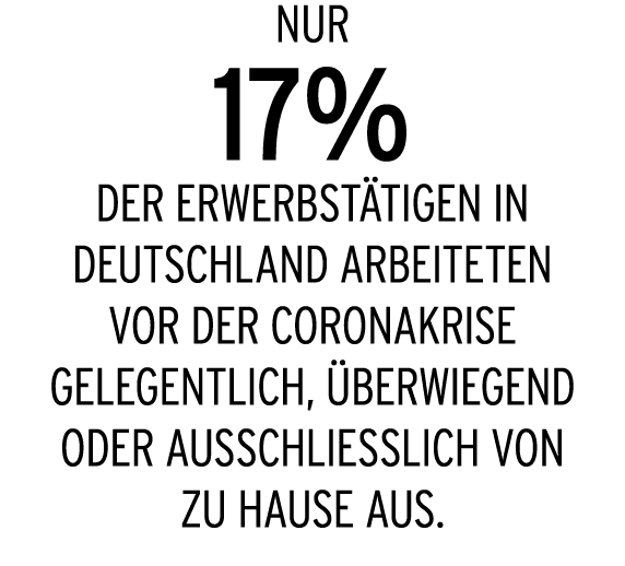 Nur 17% der Erwerbstätigen in Deutschland arbeiteten vor der Coronakrise gelegentlich, überwiegend oder ausschließlic   