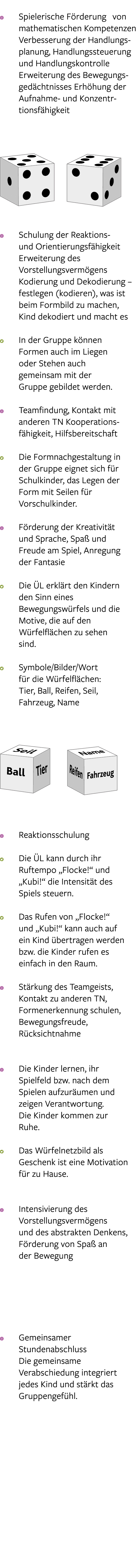  Spielerische Förderung von  mathematischen Kompetenzen  Verbesserung der Handlungs- planung, Handlungssteuerung  un   