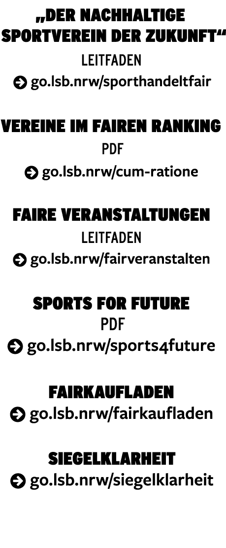  Der nachhaltige Sportverein der Zukunft  leitfaden   go lsb nrw sporthandeltfair Vereine im fairen Ranking PDF   go    