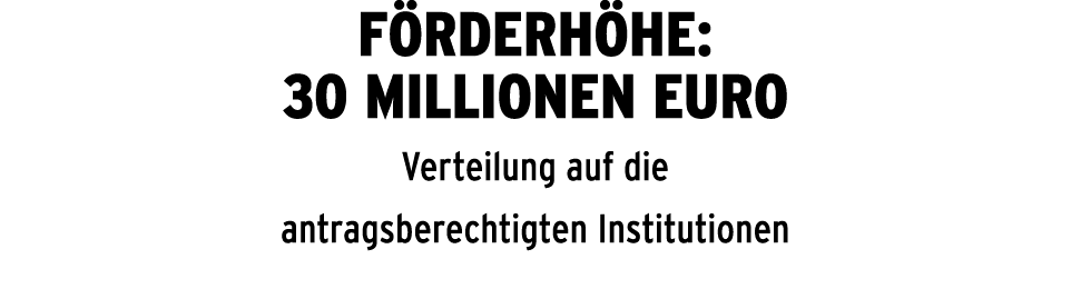 F rderh he: 30 Millionen Euro Verteilung auf die antragsberechtigten Institutionen