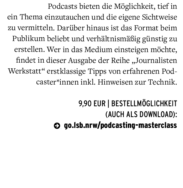 Podcasts bieten die M glichkeit, tief in ein Thema einzutauchen und die eigene Sichtweise zu vermitteln. Dar ber hina...