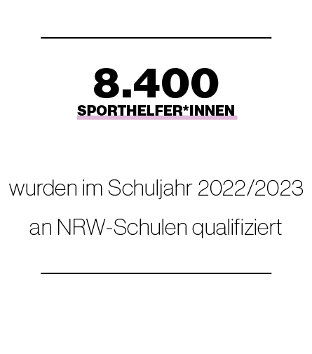 ￼ 8.400 Sporthelfer*innen wurden im Schuljahr 2022/2023 an NRW Schulen qualifiziert ￼