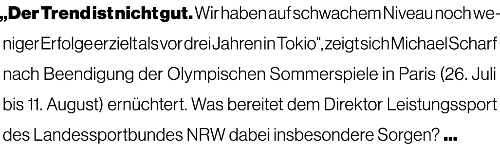 „Der Trend ist nicht gut. Wir haben auf schwachem Niveau noch weniger Erfolge erzielt als vor drei Jahren in Tokio“, ...