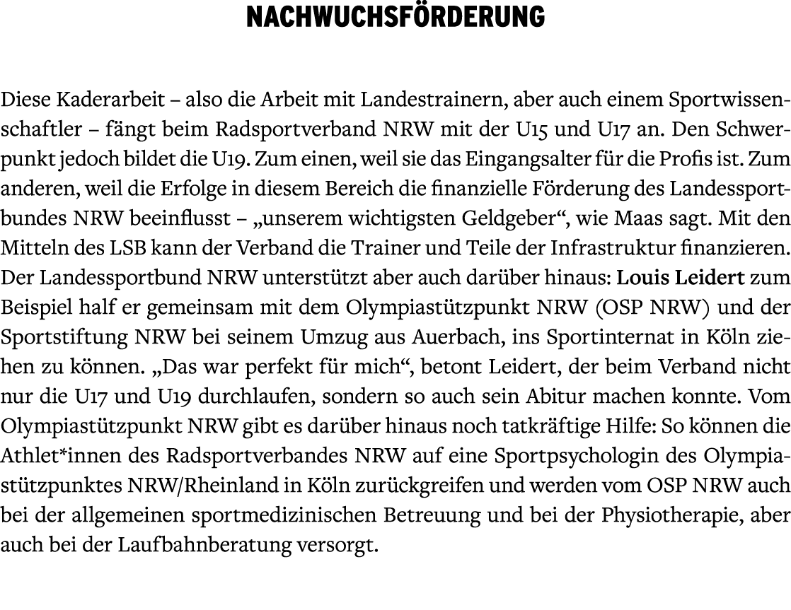 Nachwuchsf rderung Diese Kaderarbeit – also die Arbeit mit Landestrainern, aber auch einem Sportwissenschaftler – f n...