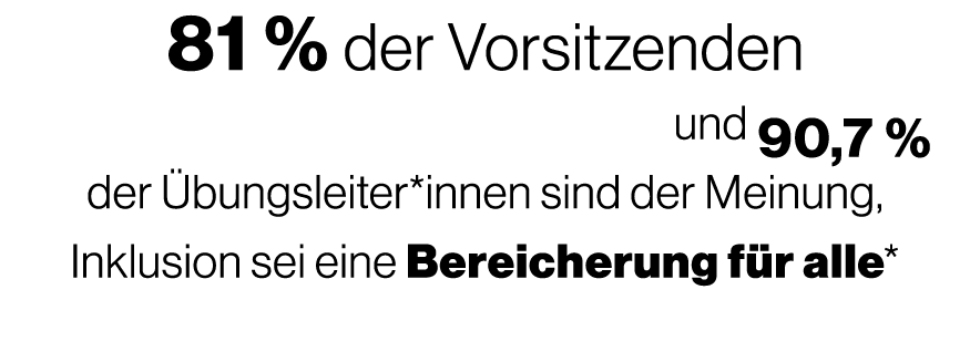 81 % der Vorsitzenden und 90,7 % der bungsleiter*innen sind der Meinung, Inklusion sei eine Bereicherung f r alle*