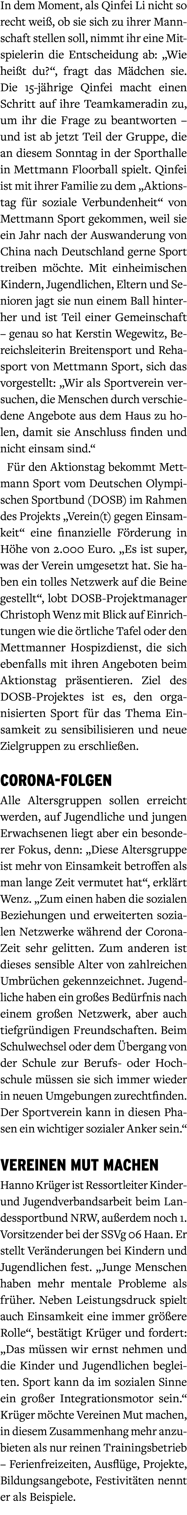 In dem Moment, als Qinfei Li nicht so recht wei , ob sie sich zu ihrer Mannschaft stellen soll, nimmt ihr eine Mitspi...