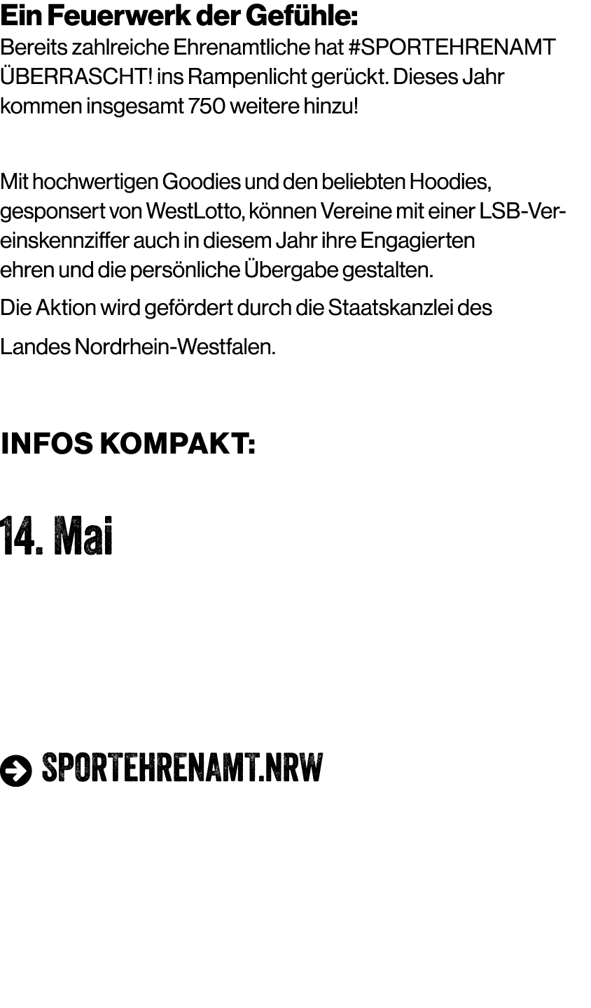 Ein Feuerwerk der Gef hle: Bereits zahlreiche Ehrenamtliche hat #SPORTEHRENAMT BERRASCHT! ins Rampenlicht ger ckt. D...