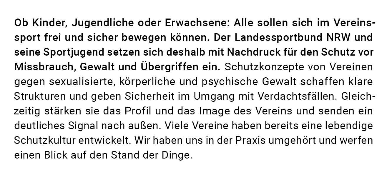 Ob Kinder, Jugendliche oder Erwachsene: Alle sollen sich im Vereinssport frei und sicher bewegen k nnen. Der Landessp...