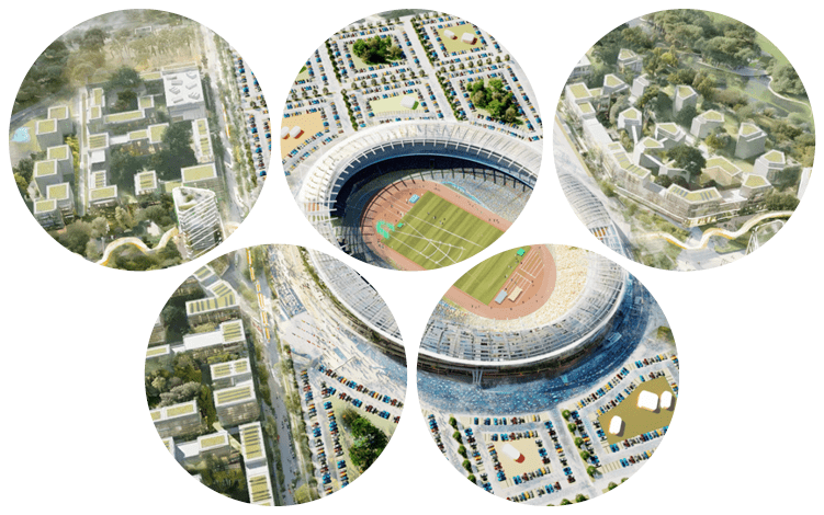 Architekturentwurf eines Olympiastations in f nf Ringen 