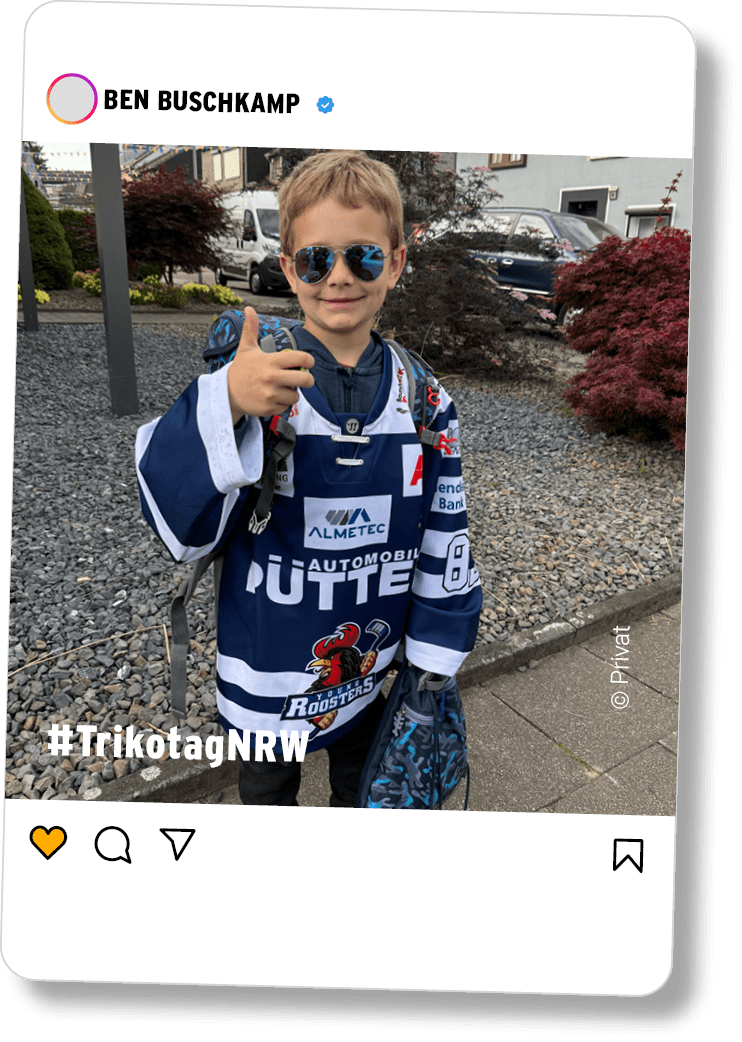 Instagramposts verschiedener Sportvereinsmitglieder die zum #TrikotagNRW ihr Vereinstrikot am Arbeitsplatz, in der Schule oder in der Freiziet anzogen