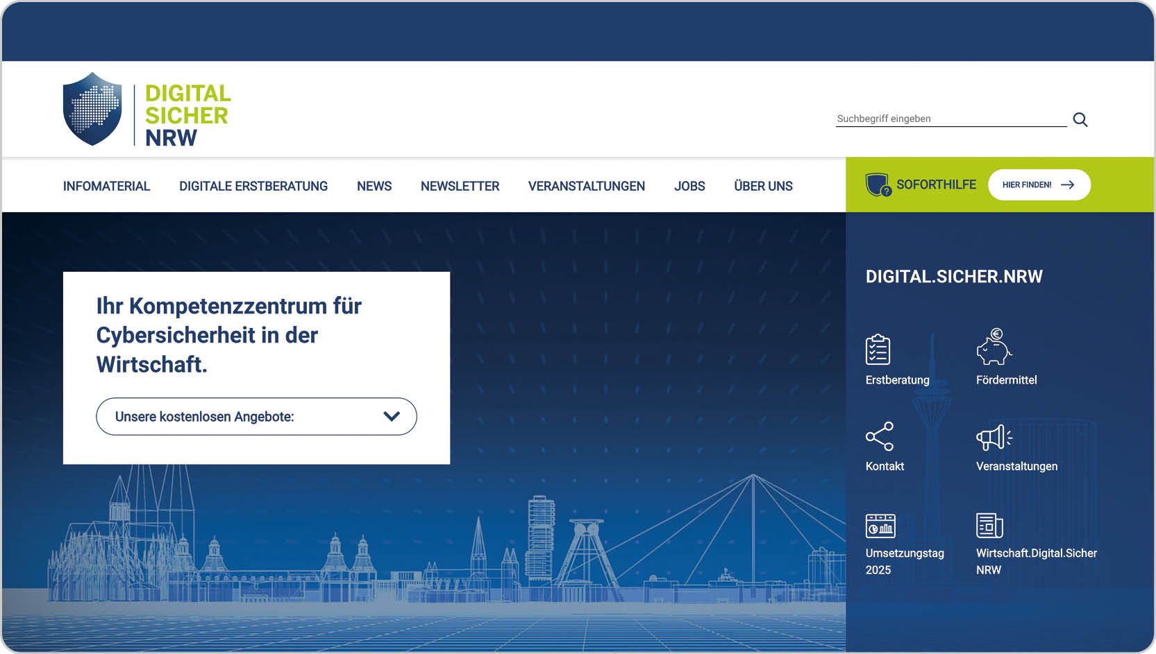 Screenshot der Webseite digital.sicher.nrw