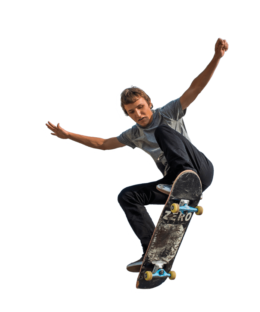 Skaterboardfahrer kurz vor dem Sprung