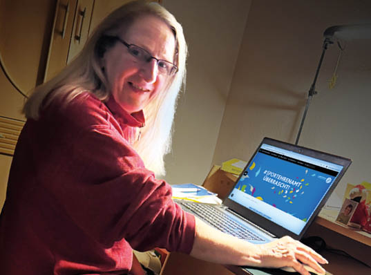 Susanne Menke bei der n chtlichen Anmeldung zu #sportehrenamt berascht auf der Webseite sportehrenamt.nrw