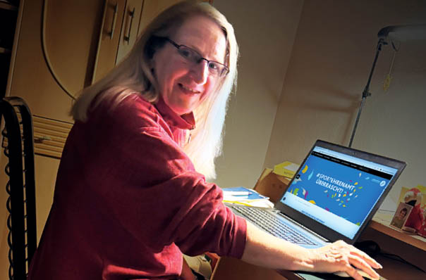 Susanne Menke bei der n chtlichen Anmeldung zu #sportehrenamt berascht auf der Webseite sportehrenamt.nrw