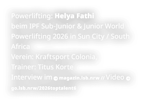 Powerlifting: Helya Fathi beim IPF Sub Junior & Junior World Powerlifting 2026 in Sun City / South Africa Verein: Kra...