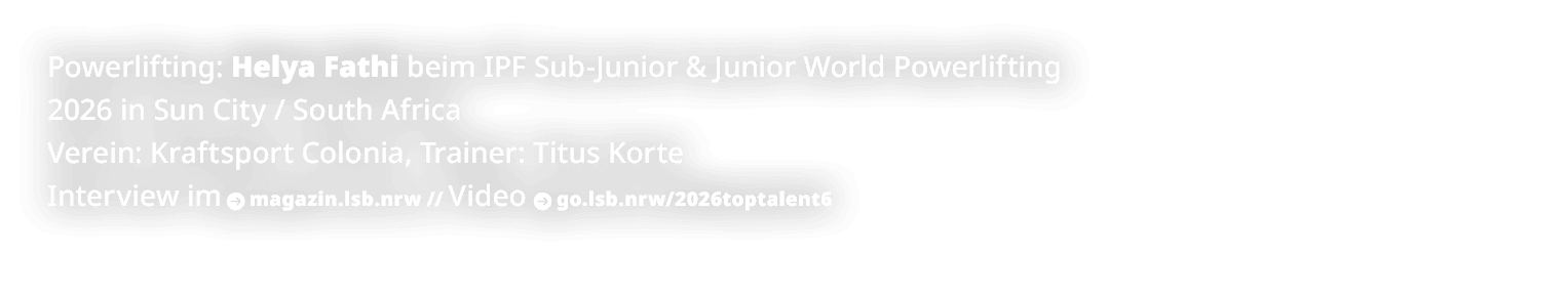 Powerlifting: Helya Fathi beim IPF Sub Junior & Junior World Powerlifting 2026 in Sun City / South Africa Verein: Kra...